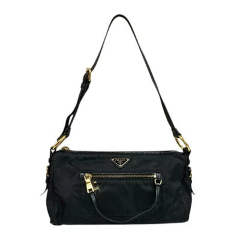 Prada Tessuto Saffiano Leather Shoulder Bag Black